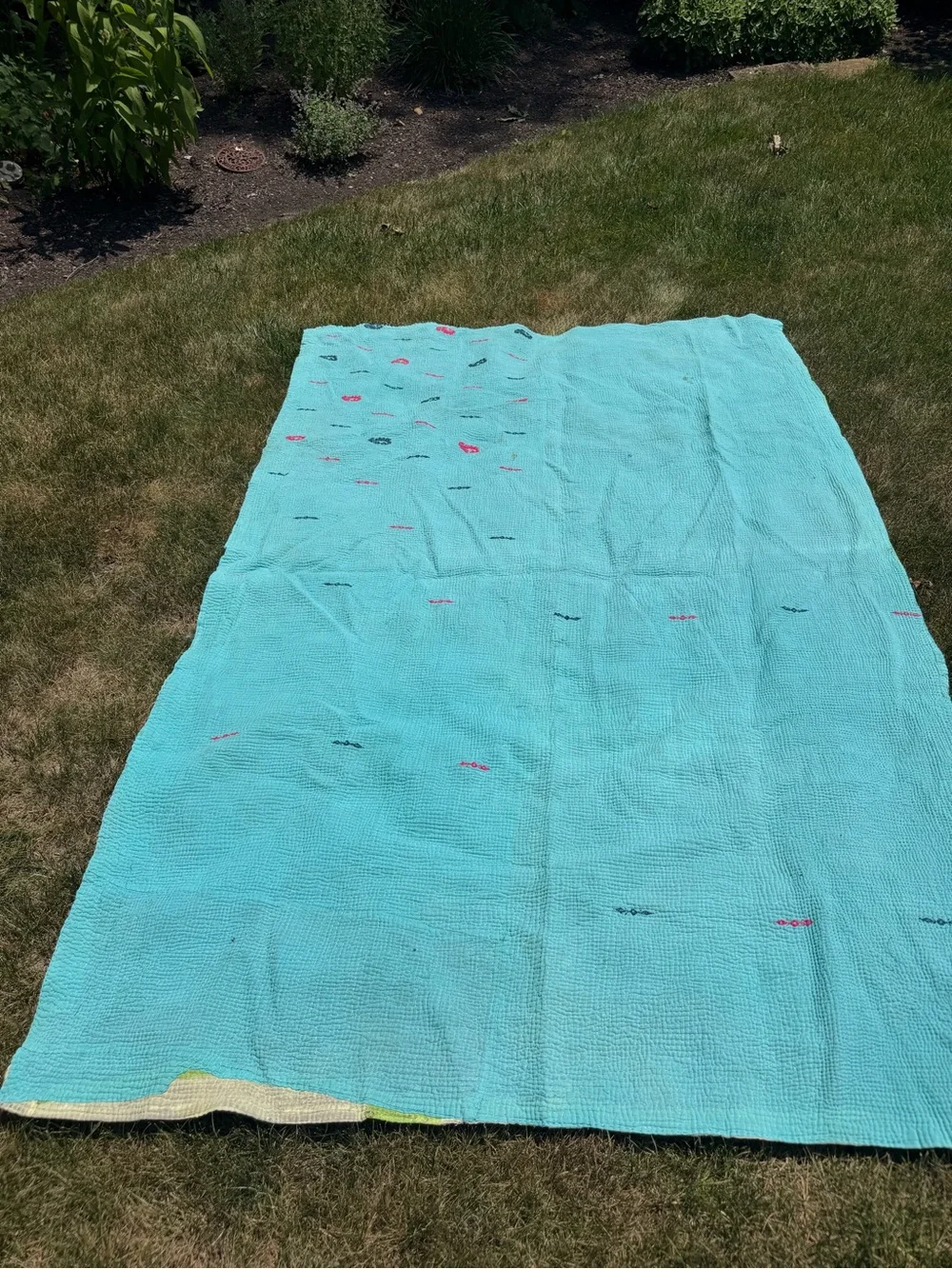 Vintage Handmade Kantha Quilt | Reversible Cotton Bohemian Throw